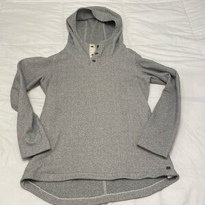 Sweater knit hoodie funnel neck